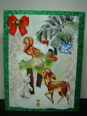 Cute Deer with Winter Friends in the Snow by Beverly Carmichael