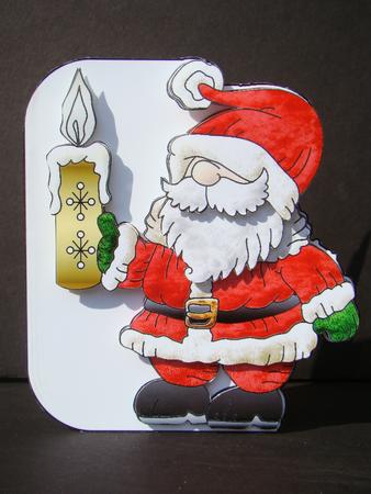 Santa with His Candle Shaped Card with Decoupage by Beverly Carmichael