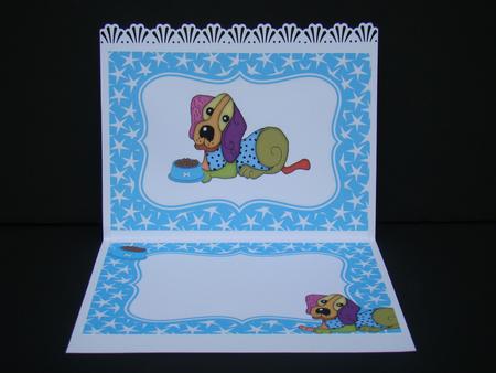 Toony Dog with Dog Bowl A5 Insert by Beverly Carmichael