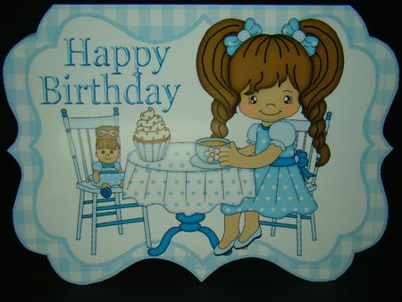 Tea Party with My Little Dolly Bracket Card by Beverly Carmichael