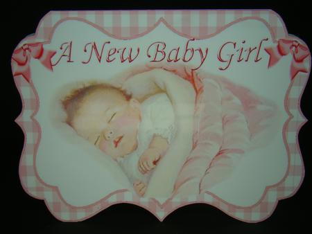 A New Baby Girl! Gingham Bracket Card by Beverly Carmichael