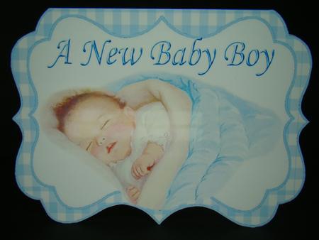 A New Baby Boy! Gingham Bracket Card by Beverly Carmichael