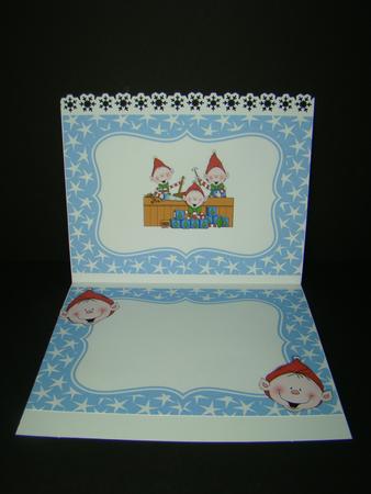 Santas Christmas Elves in Workshop A5 Insert by Beverly Carmichael