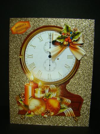 Vintage Clock Shaped Christmas Topper - Golden Candles by Beverly Carmichael