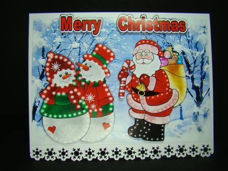 Illuminated Santa with Snowmen in Snow Scene by Beverly Carmichael