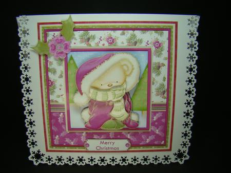 Christmas Snuggle Bear 7x7 Mini Kit & Decoupage by Beverly Carmichael