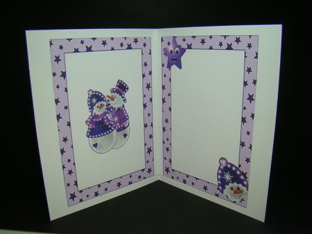 Illuminated Snowmen in Purple A5 Insert by Beverly Carmichael