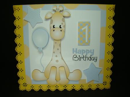 Giraffe Blue Birthday Topper Mini Kit by Beverly Carmichael