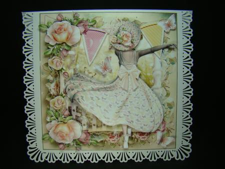 Gorgeous Vintage Style Butterfly Dress Card Front Kit by Beverly Carmichael