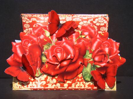 Beautiful Red Rose Suitcase Shaped Card Kit by Beverly Carmichael