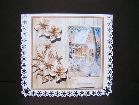 Winter Cottage Card with Decoupage by Beverly Carmichael