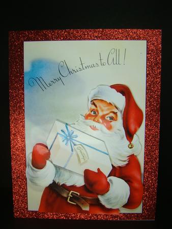 Santa Claus with Gift Decoupage by Beverly Carmichael
