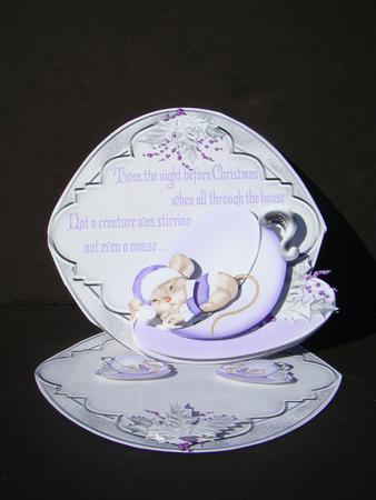 Silver Twas the Night Before Christmas Round Easel Card by Beverly Carmichael