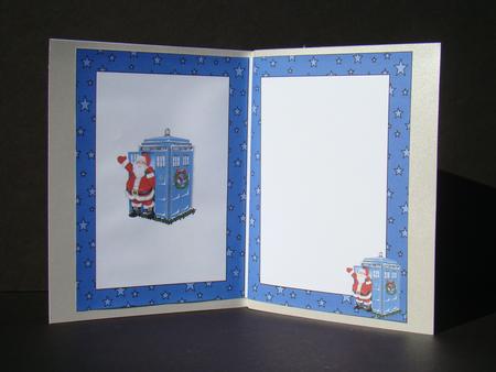 Santa Who in His Tardis in Blue Star A5 Insert by Beverly Carmichael