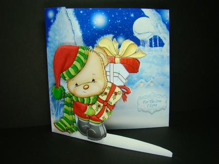Christmas Gift Ted Christmas Shaped Card Kit & Decoupage by Beverly Carmichael