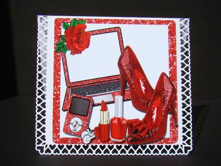 Red Glitter Laptop, Shoes & Mp3 with Lippy 7x7 by Beverly Carmichael