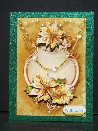 Golden Poinsettias Christmas - Dark Gold by Beverly Carmichael