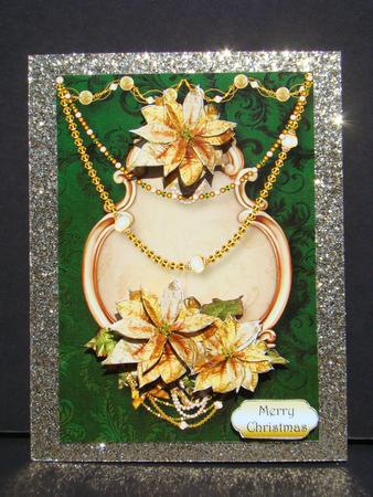 Golden Poinsettias Christmas - Green by Beverly Carmichael