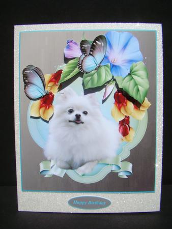 Pomeranian and Flowers with Decoupage by Beverly Carmichael