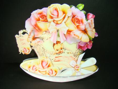 Beautiful Baby Girl Cup Shaped Card Kit by Beverly Carmichael
