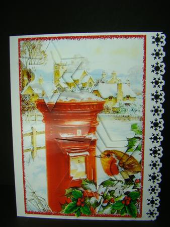 Cute Robin with Village in Snow Star Pyramids by Beverly Carmichael