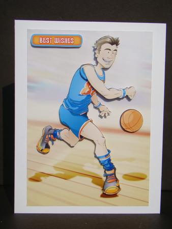 Basketball Dude Orange and Blue by Beverly Carmichael