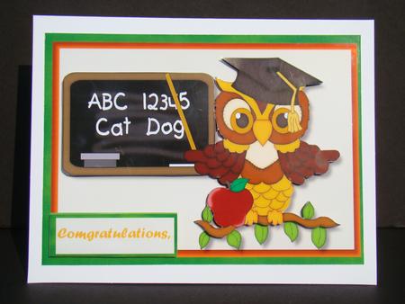 Congratulations, or Birthday Learning Owl by Beverly Carmichael