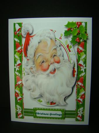 Lovely Christmas Santa with Holly and Bells  by Beverly Carmichael