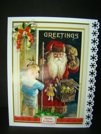 Christmas Santa Arrives Vintage Topper by Beverly Carmichael