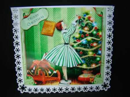 Vintage Lady Trimming the Christmas Tree Mini Kit by Beverly Carmichael