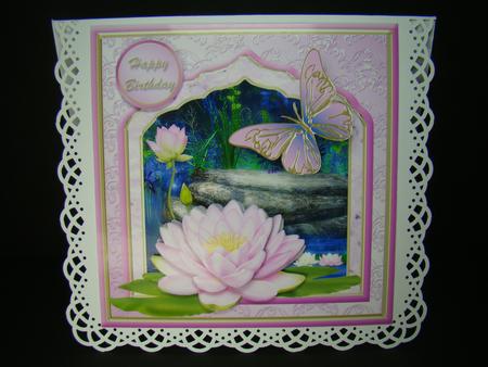 Pink Lotus Flower Fancy Frame Card Front by Beverly Carmichael