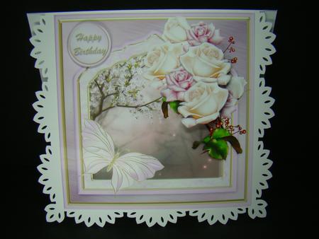 Roses and Berries Fancy Frame Card Front by Beverly Carmichael
