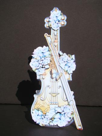 Vintage Blue Rose Violin by Beverly Carmichael