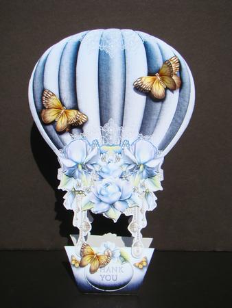 Hot Air Balloon Shape Card Blue Rose by Beverly Carmichael