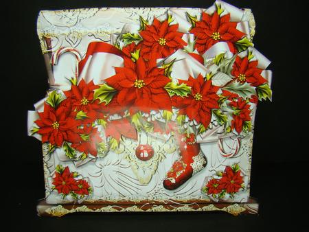 Christmas Chest with Red Poinsettias by Beverly Carmichael