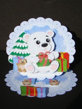 Polar Bear Scalloped Round Easel Card Mini Kit by Beverly Carmichael