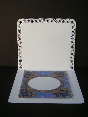Black Poinsettia Dblue 7in Ribbon Oval Insert Panel by Beverly Carmichael