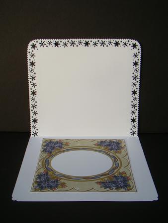 Black Poinsettia Cream 7in Ribbon Oval Insert Panel by Beverly Carmichael