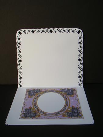 Black Poinsettia Lilac 7in Ribbon Oval Insert Panel by Beverly Carmichael