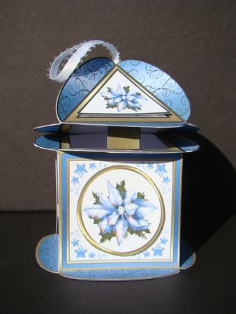 Square Based Gift Box - Blue Poinsettias by Beverly Carmichael
