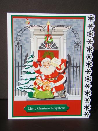 Christmas Door Scene Santa Topper & Decoupage by Beverly Carmichael