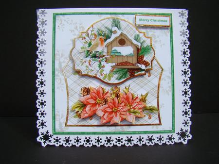 Robin and Poinsettias Card with Decoupage by Beverly Carmichael
