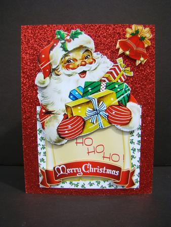 Ho! Ho! Ho! Jolly Santa with Pressies Over the Edge by Beverly Carmichael