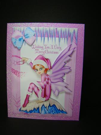 Magical Pink Winter Faerie with Snow by Beverly Carmichael