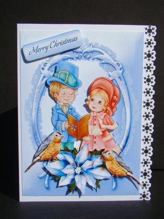 Vintage Carol Singers in Ornate Frame with Robbins by Beverly Carmichael
