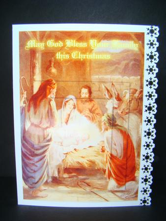 Christmas Nativity Scene Card Front / Topper & Pyramage by Beverly Carmichael