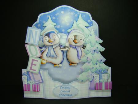 Dancing Penguins 3D Pop Up Card Kit & Decoupage by Beverly Carmichael