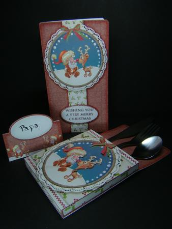 Silverwarebox Card with Nameplate Santa & Friend by Beverly Carmichael