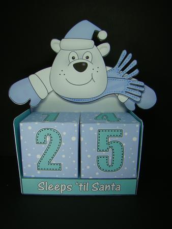 3D Ben Bear Sleeps 'til Santa Countdown Cube Set Decoupage by Beverly Carmichael