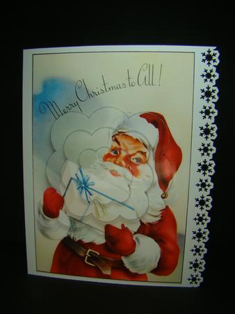 Santa Claus with Gift Scalloped Pyramid by Beverly Carmichael
